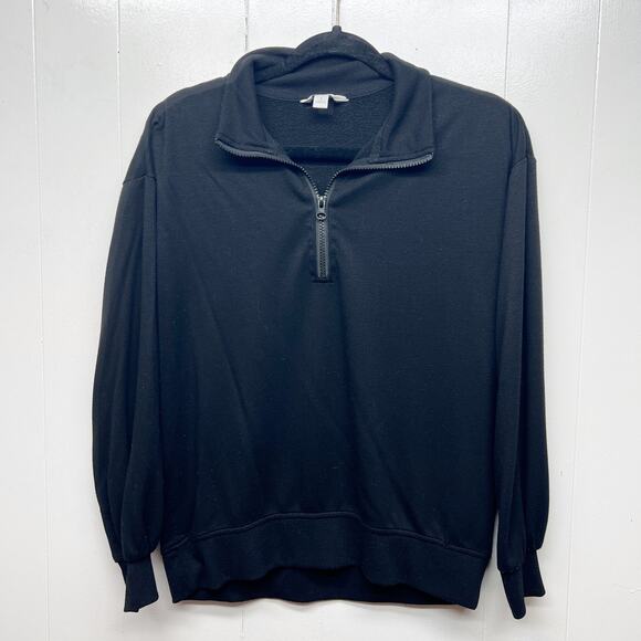 Three Dots 1/4 Zip Women's Black Pullover Sweatshirt Size Small - Picture 1 of 8